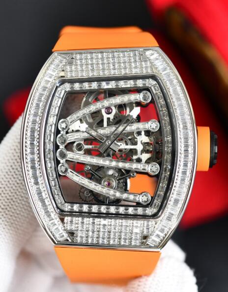 Replica Richard Mille RM 59-01 Tourbillon diamond Orange Rubber Watch